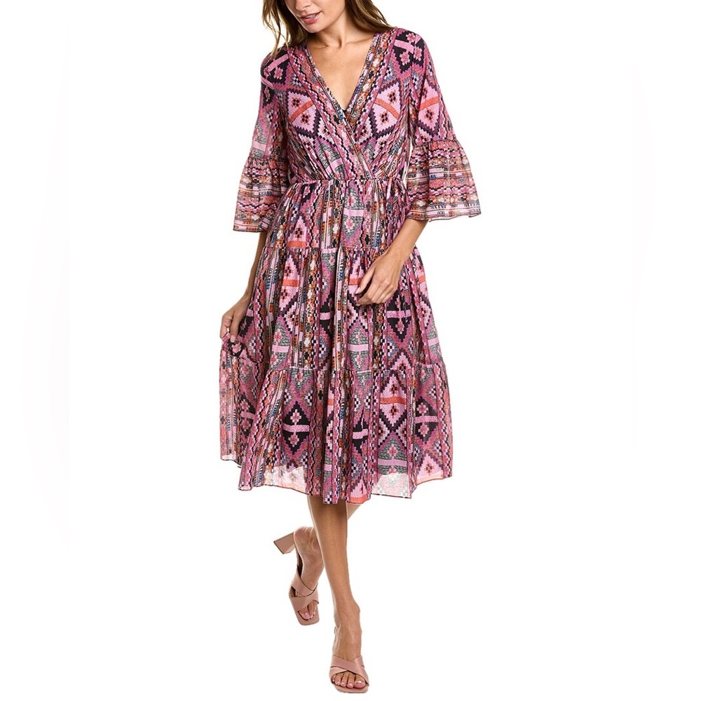 Kobi Halperin Pink and Black Patterned Rosa Dress NWT